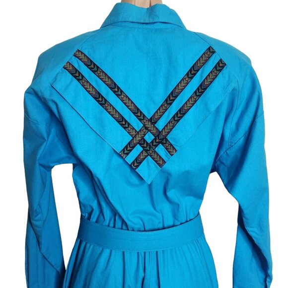 Vintages Lilia Smitty Exclusive Western Cowgirl Rodeo Turquoise Dress Size 11/12 - Picture 10 of 15